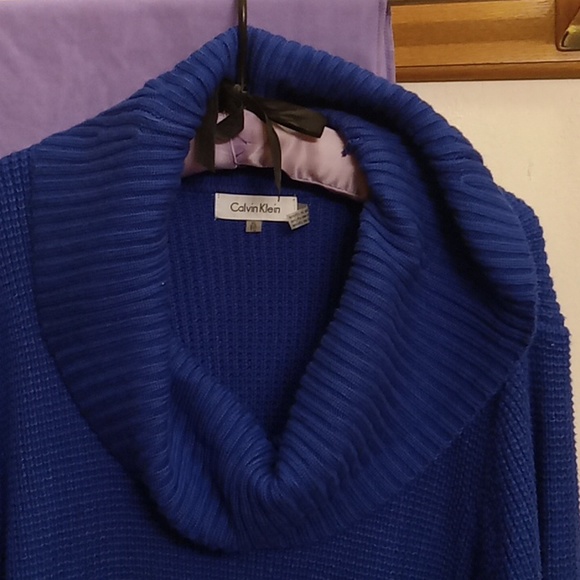 Calvin Klein Royal Blue Tunic Sweater Acrylic Cawl Neck - Picture 8 of 12
